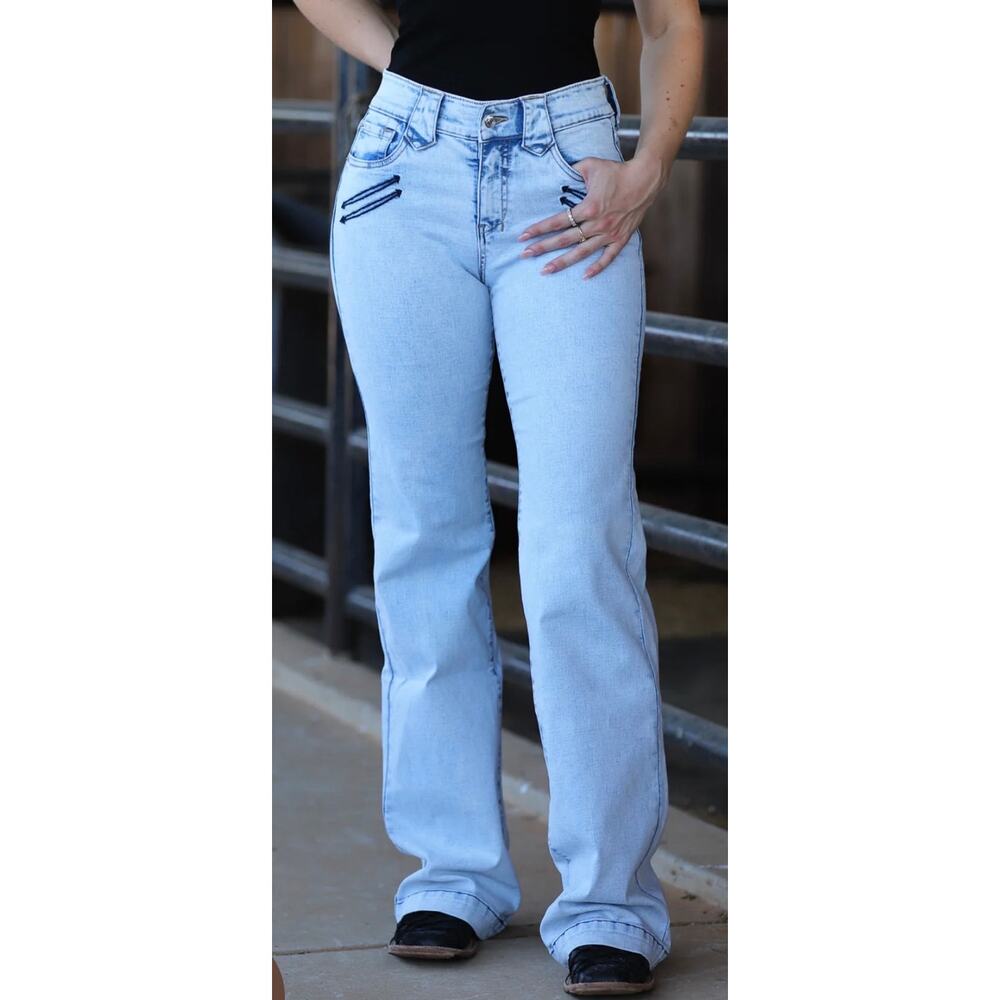 Ranch Dress’n YOAKUM TROUSERS - LIGHT WASH BLACK POCKET - Picture 2 of 11